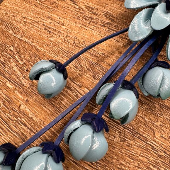 Genuine Leather Flower Purse Charm Leather Blue Spring Bag Charm NEW FAST SHIP - Picture 6 of 8